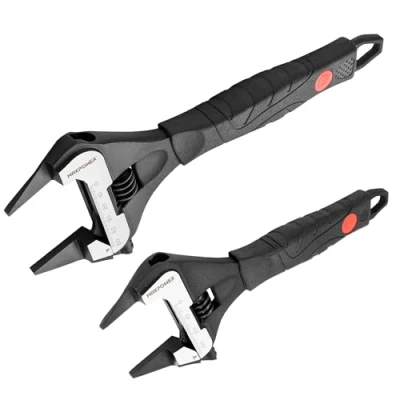Image of MAXPOWER Slim Jaw Adjustable Wrench Set, 6&quot; &amp; 10&quot; Wide Opening Wrench, Dual Scale with Metric and SAE Plumbing Wrenches, Deep Wrenches Soft Grip Handle