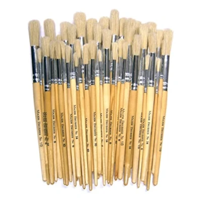 Image of Major Brushes Hog Bristle Short Round Assorted Pack of 60