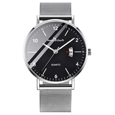 Image of MICGIGI Men&#039;s Analog Quzrtz Watches Ultra Thin Waterproof Wrist Watch with Stainless Steel Mesh Strap
