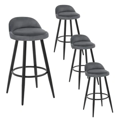 Image of WOLTU Bar Stools Set of 4, Breakfast Barstools, Kitchen island Counter with Low Back and Footrest, Velvet, Metal Frame, Dark Grey, BH296dgr 4 UK