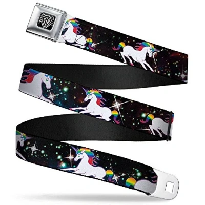 Image of Buckle Down Unisex&#039;s Seatbelt Belt Unicorns W32121, Multicolor, Large