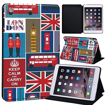 Image of Oldimage Printed Case for iPad Mini 1/2/3, Lightweight Trifold Stand with Auto Sleep/Wake, Microfiber Lining, Hard Back Cover 1/Mini 2/Mini 3 (Britain symbol)