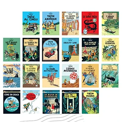 Image of Moulinsart 22 Covers Postcards of The Adventures Tintin (French)