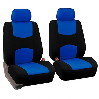 Image of FH Group Automotive Seat Covers Blue Universal Fit Flat Cloth Pair Bucket fits most Cars, SUVs, Trucks, and Vans FB050BLUE102 A