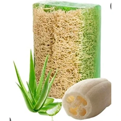 Image of Cielche Natural Handmade Aloe Vera Soap Bar With Pumpkin Fiber 120gr Oil Balance, Dryness, Collagen, Blackheads and Acne, Vitamins C E, Nourishing, Anti Aging