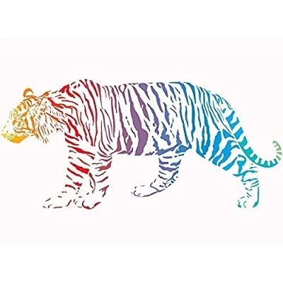 Image of Wee Blue Coo Rainbow Tiger Illustration Unframed Art Print Poster Wall Decor 12X16 Inch