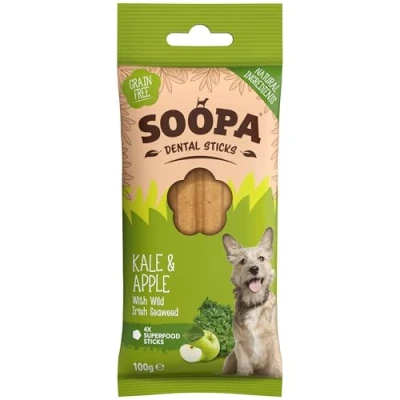 Image of Soopa Kale and Apple Dental Sticks Dog Treat, 100 g