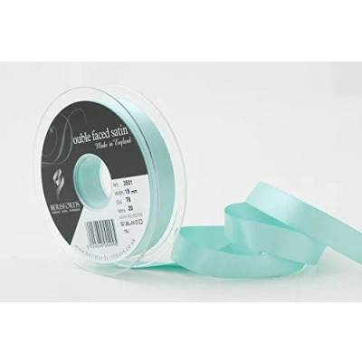 Image of Berisfords Double FACE Poly Satin Ribbon, Aqua, 15 mm