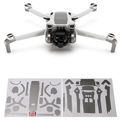 Image of WRAPGRADE Skin Stickers Compatible with DJI Mini 3 Accent Color (TITANIUM)
