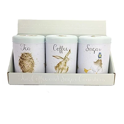 Image of Wrendale Designs Country Animal Tea, Coffee &amp; Sugar Canisters Green
