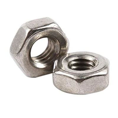 Image of Ghulumn 100Pcs 3mm Female Thread Hex Metal Nut Fastener Silver Tone