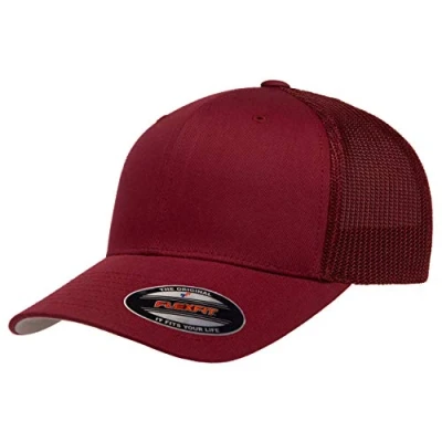 Image of Flexfit Unisex&#039;s Mesh Fitted Trucker Hat, Black, One Size