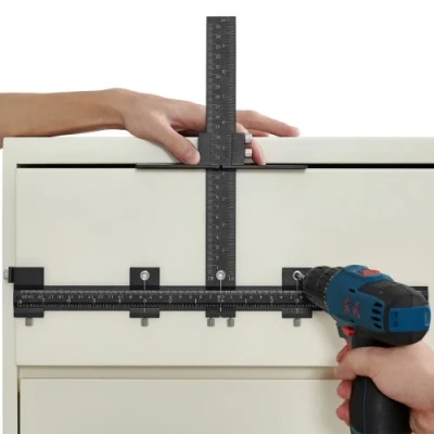 Image of VEVOR Cabinet Hardware Jig, Aluminum Alloy Handle Jig with Center Punch, Adjustable Template Tool, for Installation of Door Drawer Front Knobs Handles and Pulls