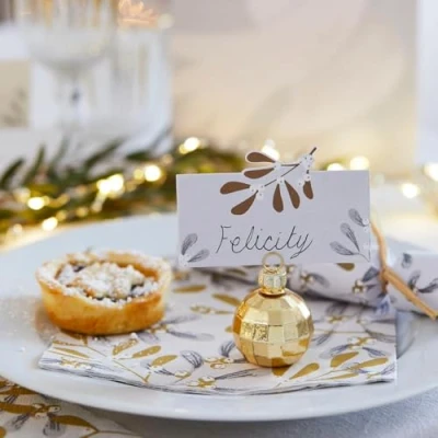 Image of Talking Tables 6 x Reusable Gold Disco Ball Glass Place Card Holders for Christmas Dinner Table, Nye Parties Ideal Wedding Party Table Decorations