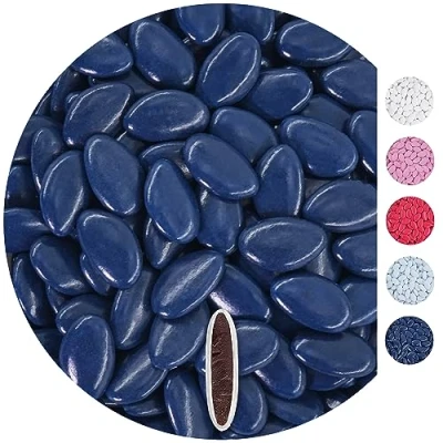 Image of EinsSein 0,5kg chocolate dragees dark blue giveaways wedding chocolates sweets dragées mini favours guests shapes table hearts party baptism communion confirmation sweet sugared