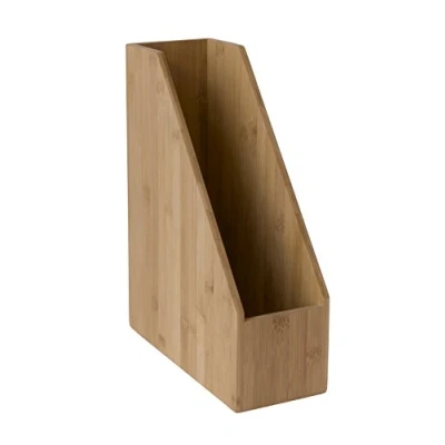 Image of OSCO Bamboo Magazine Rack Folder Storage File Organiser Desk &amp; Shelf Filing Document Holder Office Paperwork Brochure Display H32 x W10 D25.5 cm