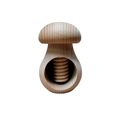 Image of Nutcracker made from natural beech Wood VERY SOLID mushroom Raw Not Painted for decoupage
