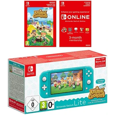 Image of Nintendo Switch Lite (Turquoise) Animal Crossing New Horizons + NSO 3 months