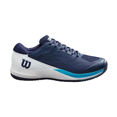 Image of Wilson Men&#039;s Rush Pro Ace Sneaker, Navy Blazer/White/Blue Atoll, 7 UK