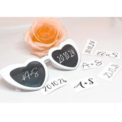 Image of personalised sunglasses wedding stickers,decal only Custom Bride Sunglasses,Bridal,Bachelorette,Wedding Favour,Personalised vinyl decal stickers,Name Decals,Sunglasses Decals (20 sets (40 sheets))