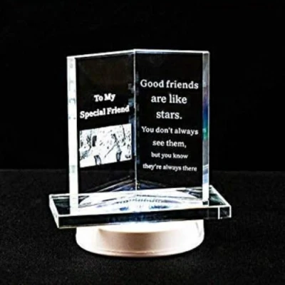 Image of HomeZone Sentimental Glass Book Plaque With LED Light Love Friend Mum Dad Valentines Day Fathers Mothers Present Gift (Special (with light))