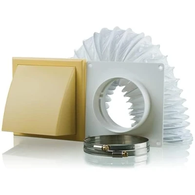 Image of 150 mm Tumble Dryer Cooker Hood Extractor Fan Wall Duct Kit with Cowled External Shutter Vent Cotswold Stone