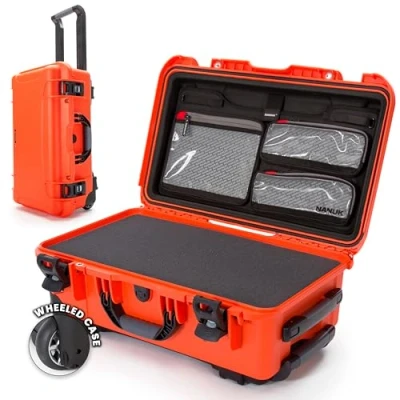Image of Nanuk 935 Waterproof Carry On Hard Case with Wheels, Cubed Foam and Lid Organizer Orange