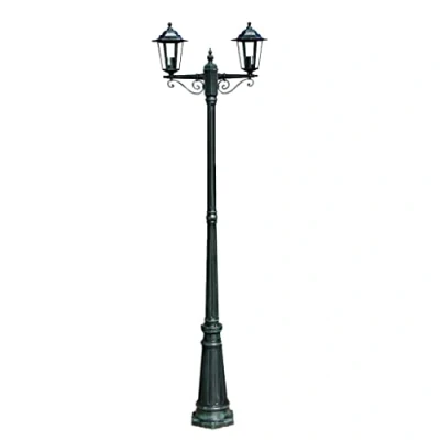 Image of vidaXL Garden Light Post 2 arms 215 cm Dark Green/Black Aluminium