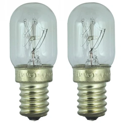 Image of Pack of 2 15W Fridge Lamp for use in a Candy Fridge. 240 V. SES (E14) Small Edison Screw Light Bulb