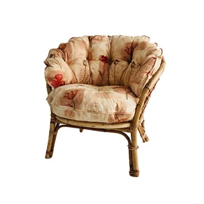 Image of Hartfords Replacement Cushions for a Bahama/Chelsea suite of conservatory cane furniture (CUSHIONS ONLY) (1 x Chair, Poppies Peach)