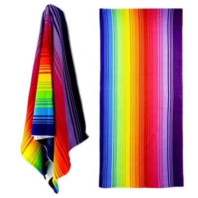 Image of GEEZY Large Microfibre Beach Bath Towel Lightweight Sports Travel Gym Summer Towels (Rainbow)
