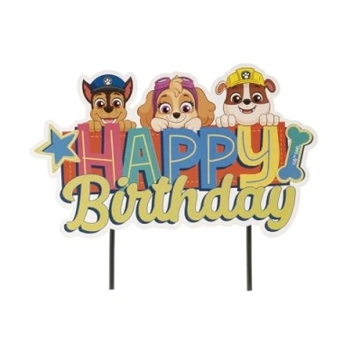 Image of dekora Cake Decoration Birthday Happy Topper Paw Patrol Made of Paper 17.5 x 15 cm
