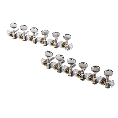 Image of ALFAAL 6L 6R Tuning Pegs Tuners Machine Heads For 12 String Acoustic Guitar Silver