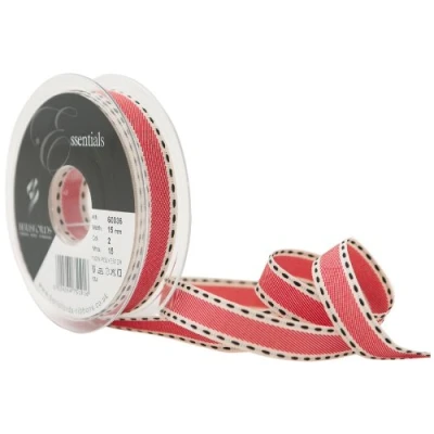 Image of Berisfords 15 mm Vintage Stitch Ribbon, Red