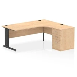 Image of Impulse 1800 RH Crescent Desk Maple/Black Cable Managed Leg 600 DH Ped