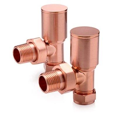 Image of Sandy Beach Radiator Valve Valves Set for Bathroom Towel Rail, Copper Valves, Angled Durable &amp; Efficient Radiators 15mm