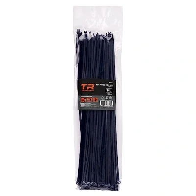 Image of TR Industrial Multi Purpose UV Resistant Black Cable Ties, 14 inches, 100 Pack