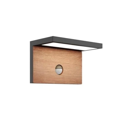 Image of Outdoor Wall Light &#039;Lignus&#039; with Motion Detector (Modern) in Black Made of Aluminium (1 Source,) from Lucande lamp for Exterior/Interior Walls, House, Terrace und Balcony