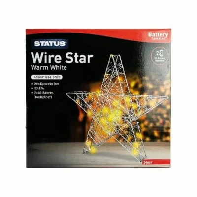Image of Status Steyr 30 Warm White LED Indoor Only Battery Operated Festive Wire Star