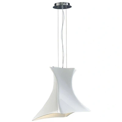 Image of Twist Dome Ceiling Pendant E27, Gloss White, Polished Chrome