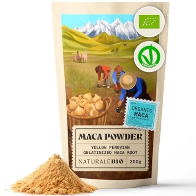 Image of Organic Maca Powder 200g. Peruvian, Natural and Pure, from Root For Immune Support,Fatigue. Vegetarian Vegan Friendly Gelatinised NaturaleBio