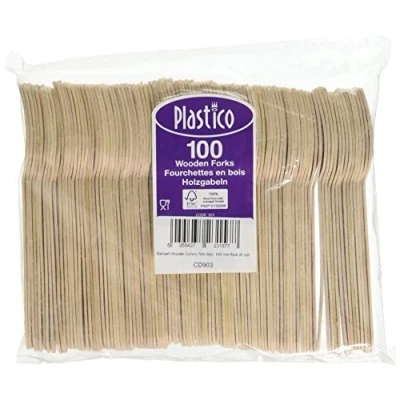 Image of Stalwart CD903 Wooden Cutlery Fork, Size: 155 mm (Pack of 100)