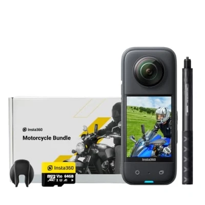Image of Insta360 X3 Motorcycle Bundle Waterproof 360 Action Camera with 1/2&quot; 48MP Sensors, 5.7K Active HDR Video, 72MP Photo, 4K Single Lens, 60fps Me Mode, Stabilization, AI Editing
