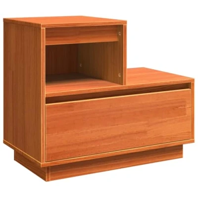 Image of Bedside Cabinet with Drawer Wax brown Solid pinewood Vidaxl