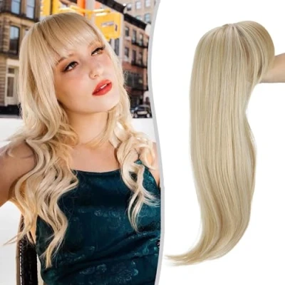 Image of Clip in Bangs 18 Inch Hair Toppers Fringe 360 Fake Long Layered Synthetic Pieces for Women Fiber Wiglets Ladies (H26 60, Inches)