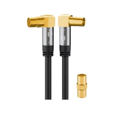 Image of TV Antenna Cable Black (135 dB Type), 4x Shielded Gold Plated Coaxial Socket Plug (3.0 m)