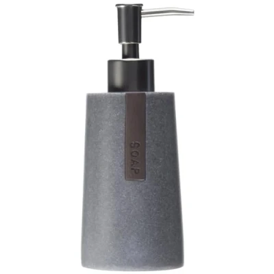 Image of Sealskin Pierra Soap Dispenser, Polyresin, Grey, 7.4 x 18.5 7.3 cm