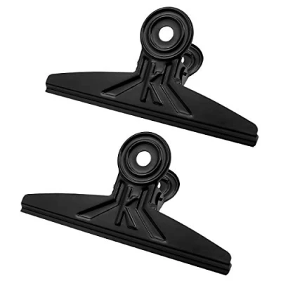 Image of Coideal Extra Large Bull Clips Black, 2 PCS 20cm Stainless Steel Huge XL Binder Paper Clip Clamps (7 7/8 Inch)
