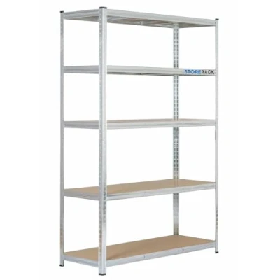 Image of Storerack Garage Shelving Units, 180 x 120 45, Heavy Duty Unit, Storage Racking Shelving, Shed Deep Industrial Shelves, 5 Tier Wide Silver