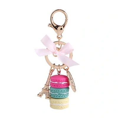 Image of Alloy Macaroon Keyring Cute Colorful Eiffel Tower Pendant Car Charm Decoration for Home Children Christmas Party Gift, Pink red, 15*7*2cm